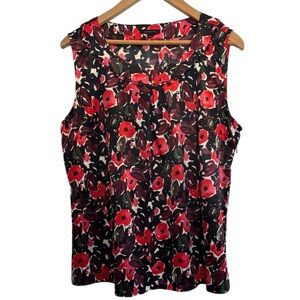 Semantiks sleeveless boat neck abstract floral print blouse
